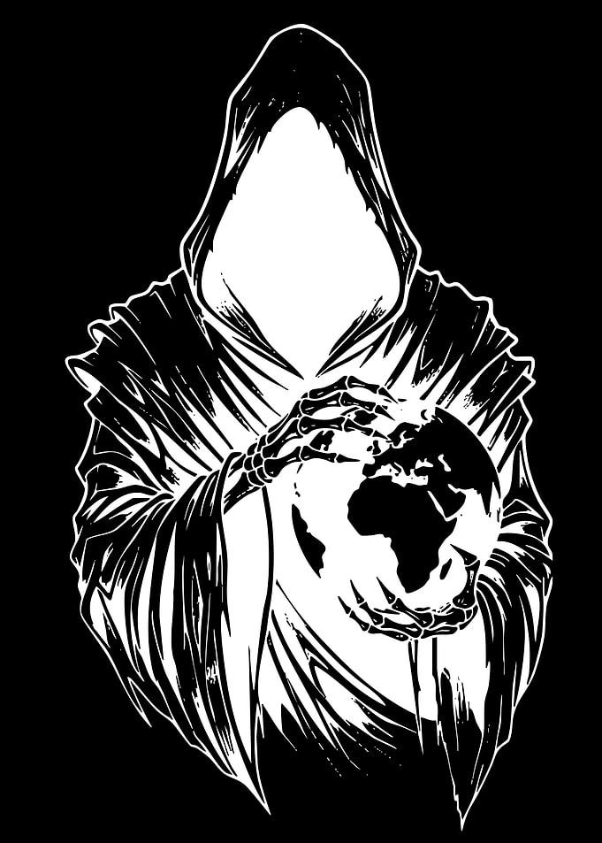 Grim Reaper Holding the Earth