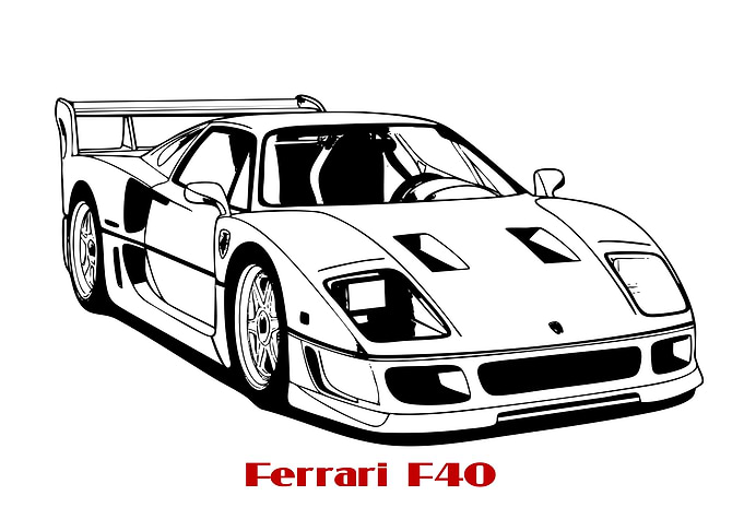 Ferrari F40 Line Art