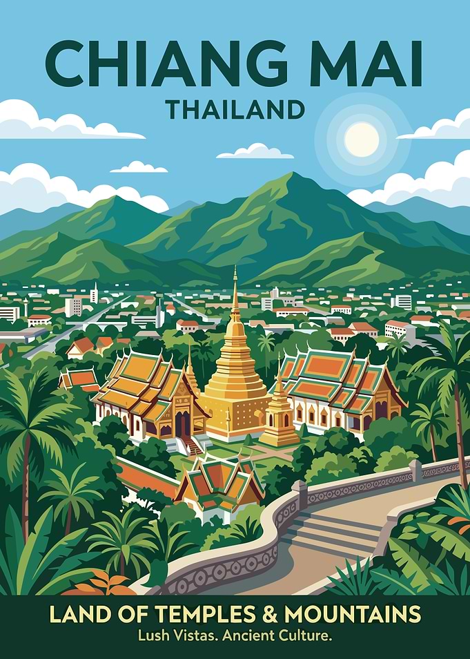 Chiang Mai, Thailand Travel Poster
