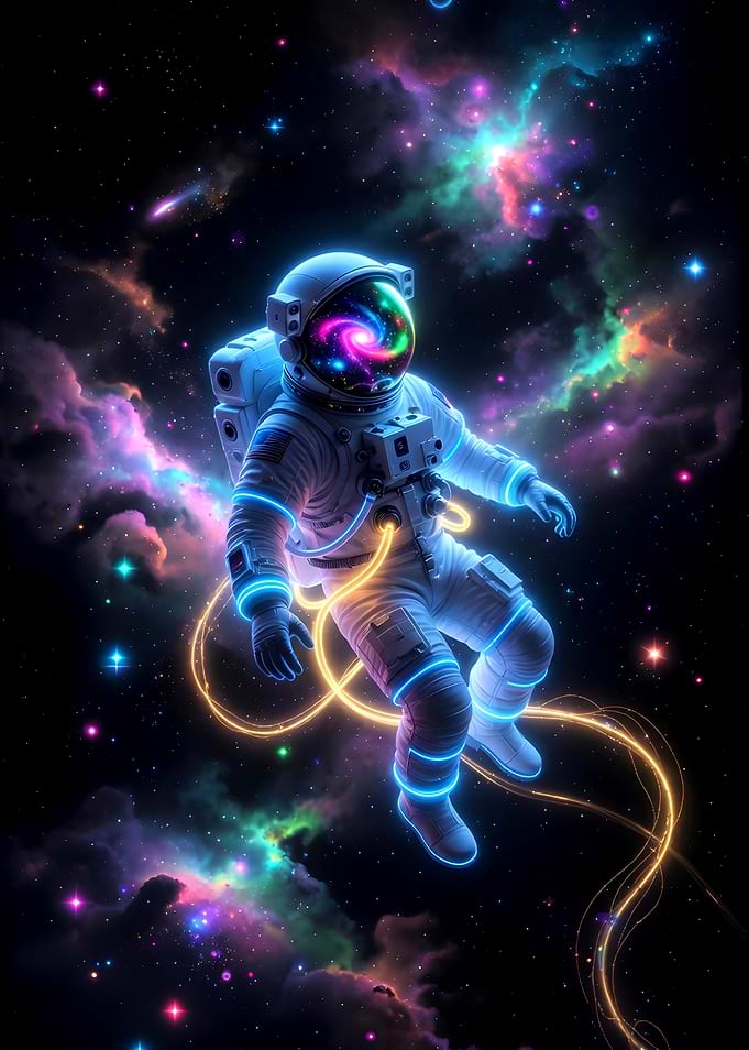 Astronaut in a Colorful Nebula