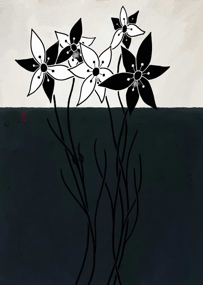 Black and White Floral Art 390