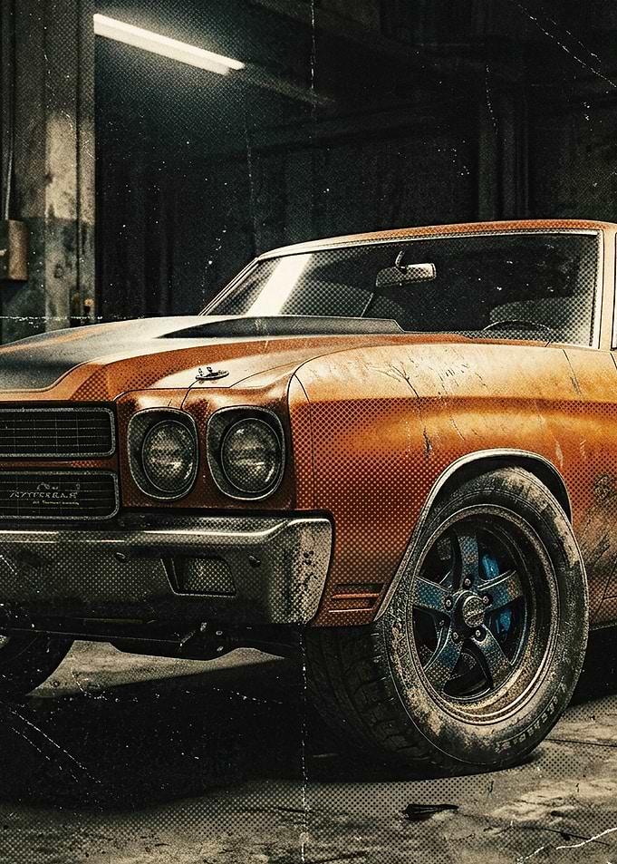 Vintage Orange Muscle Car