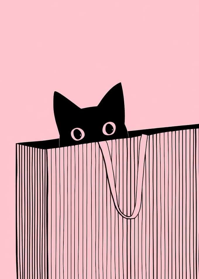 Black Cat Peeking Out of Bag