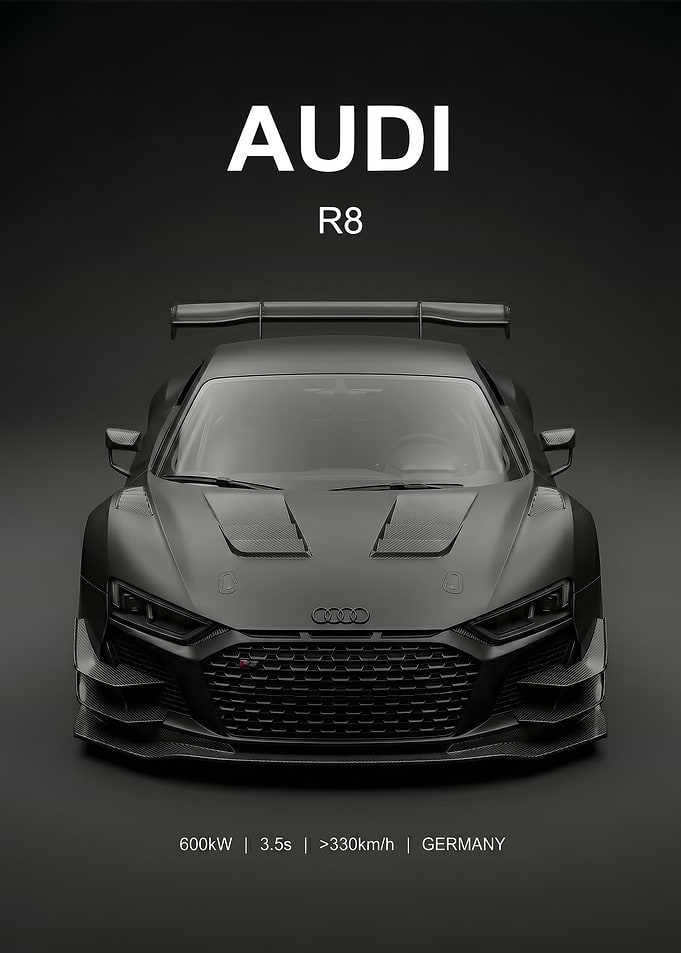 matte black Audi R8 Race Car poster