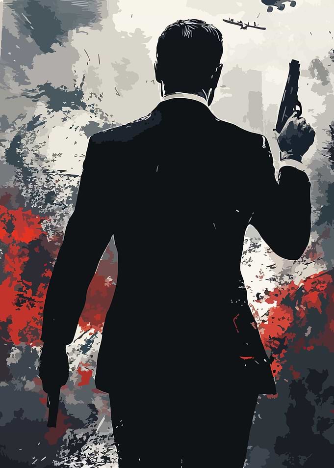 Man in Suit with Gun