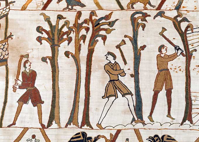 Trees Being Cut Down for Ships to be Built Bayeux Tapestry Scene 35