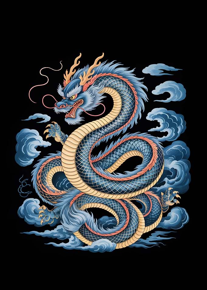 Blue Dragon with Clouds