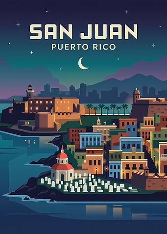 San Juan Puerto Rico Cityscape at Night