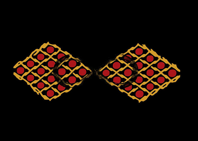 Abstract Diamond Pattern with Red Circles