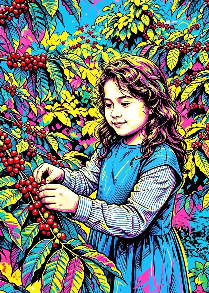 Girl Picking Coffee Beans