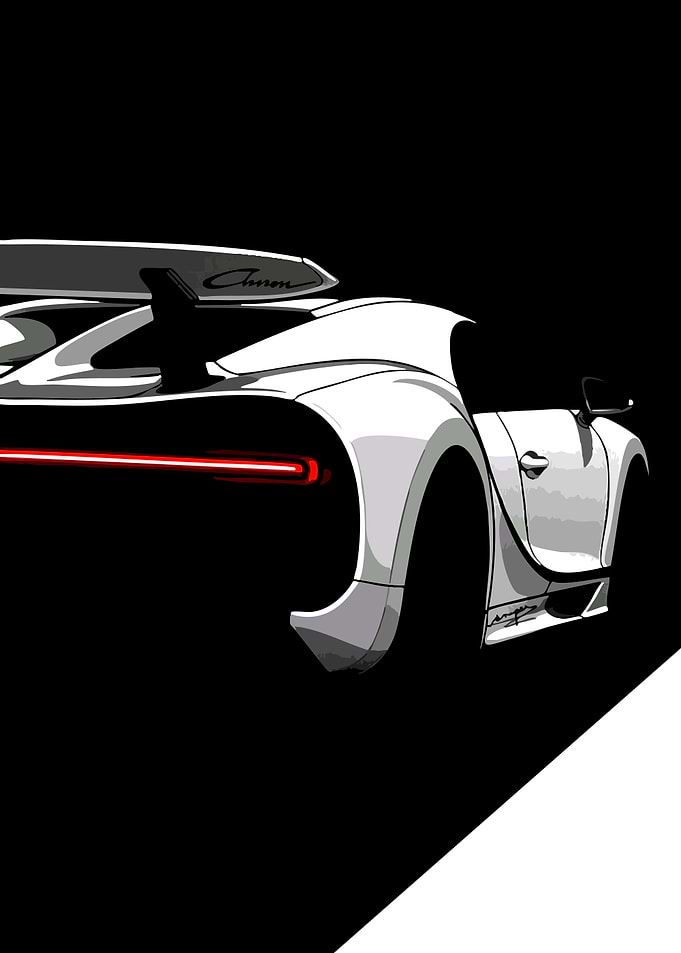 Bugatti Chiron rear view illustration
