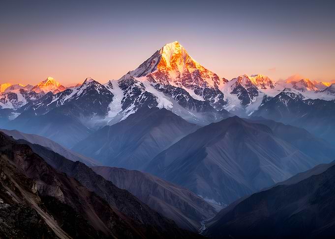 Majestic Mountain Peak at Sunrise