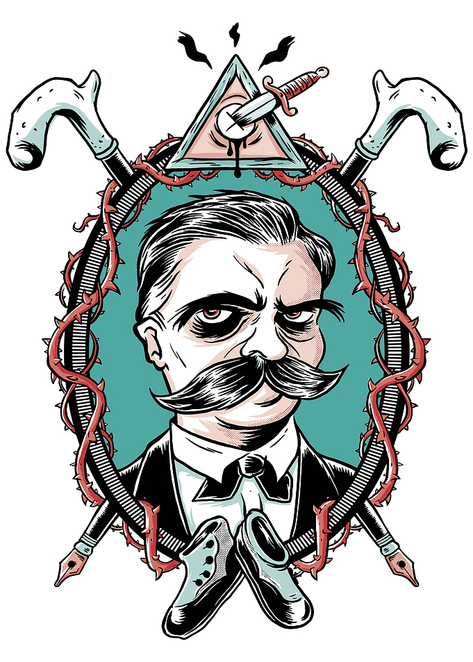 Nietzsche Portrait with Symbols