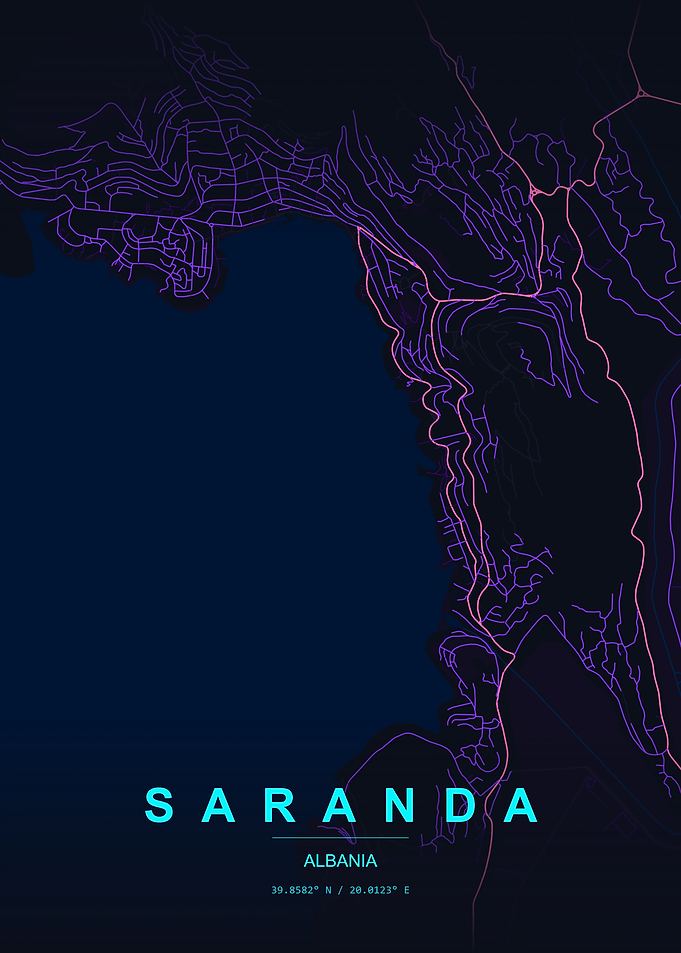 Saranda Albania Map Art