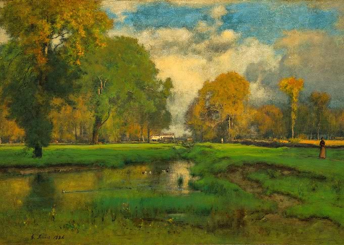 Pastoral Landscape with Stream and Trees