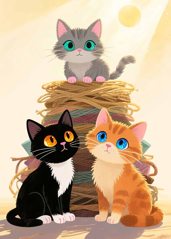 Three Cute Kittens Posed Together