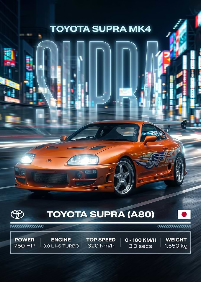 tokyo nion light raceing Toyota Supra MK4 Poster