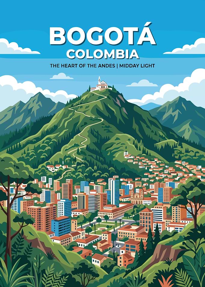 Bogota Colombia Cityscape Illustration