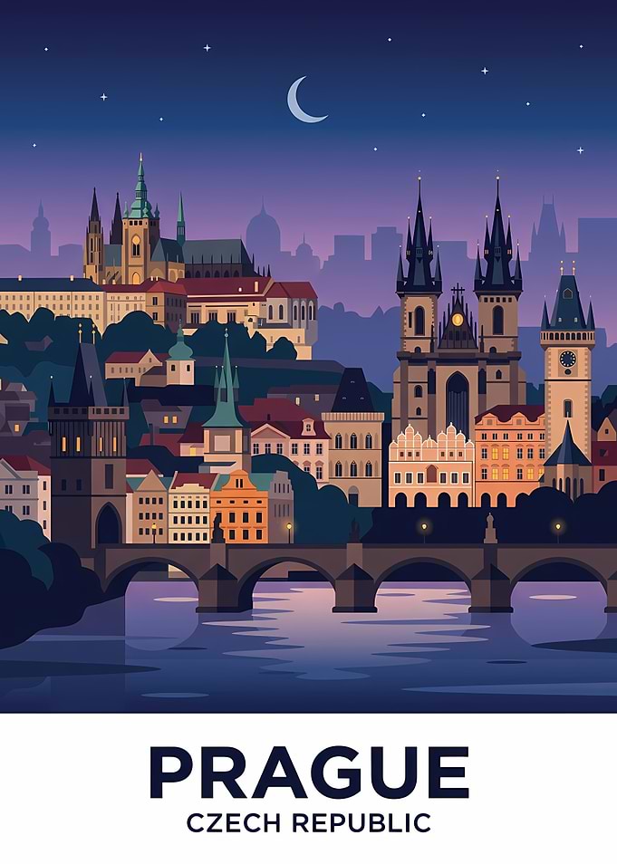 Prague Cityscape at Night