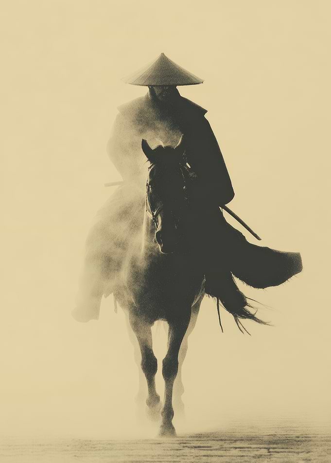 Samurai on Horseback in Fog