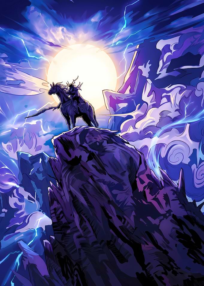 Mythical Rider on a Cliff