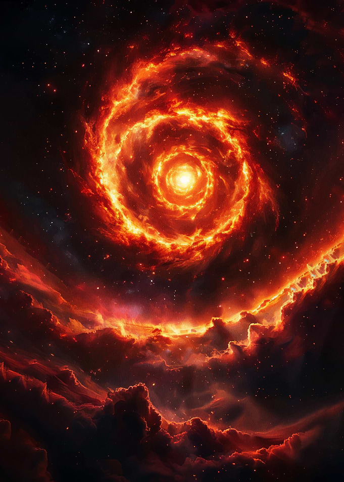 Fiery Cosmic Spiral Nebula