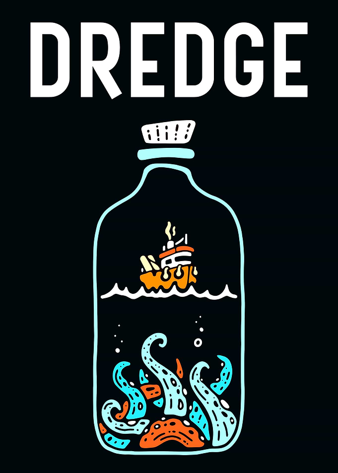 Dredge game art with boat and tentacles