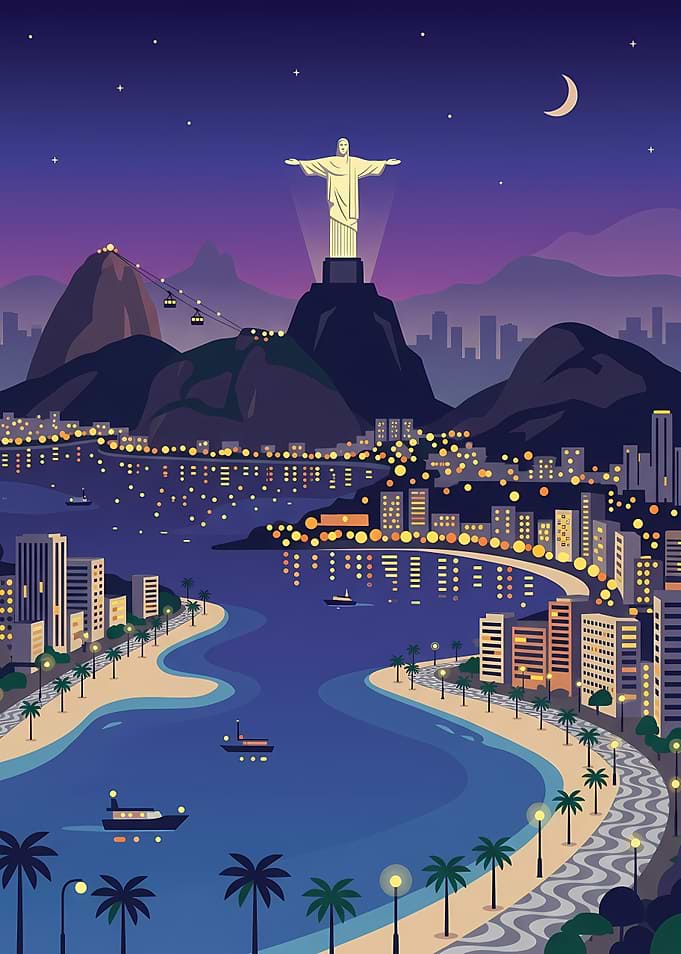 Christ the Redeemer at Night