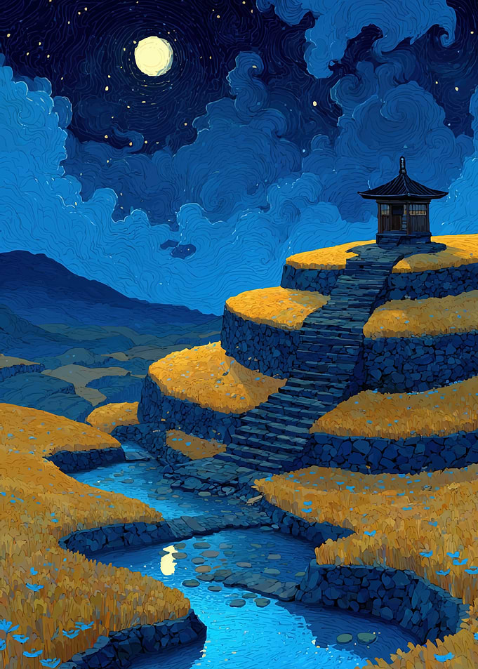 Serene Japanese Pagoda at Night