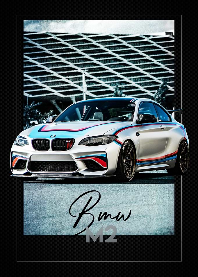 BMW M2 with M Stripes Carbon poster