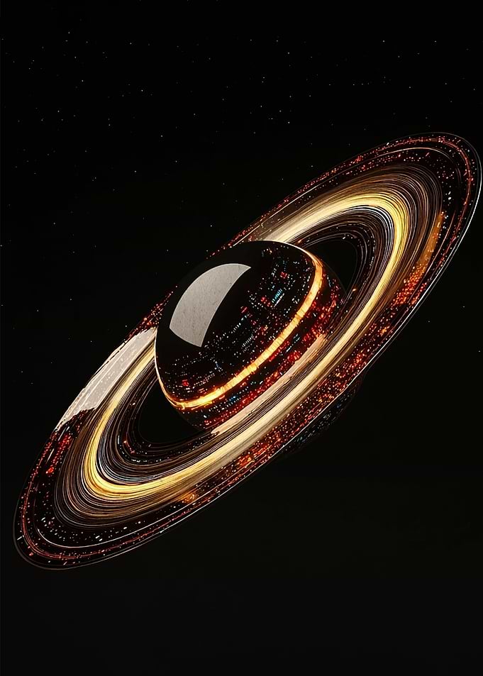 Futuristic Planet with City Rings