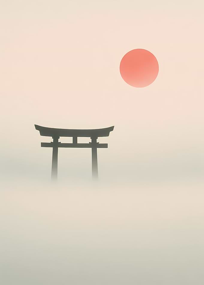 Misty Torii Gate at Sunrise