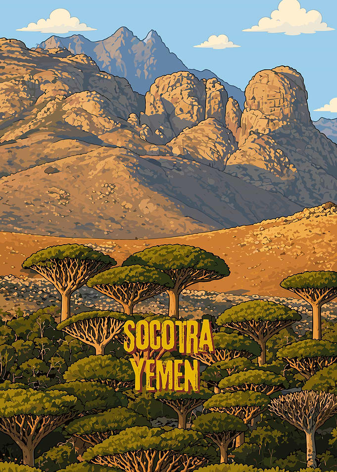 Pixel Art Socotra Yemen Landscape