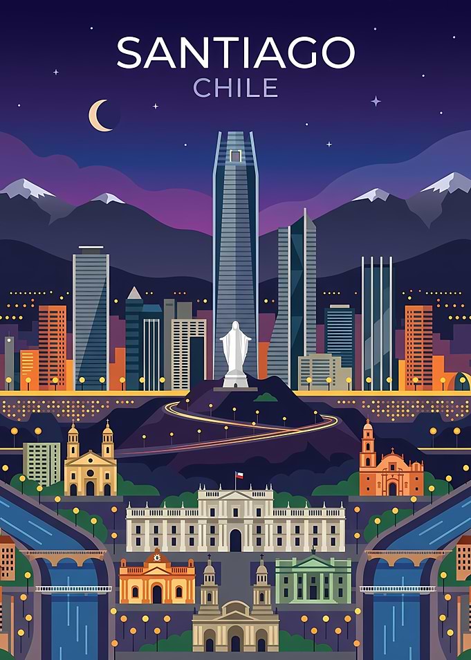 Santiago Chile Skyline at Night