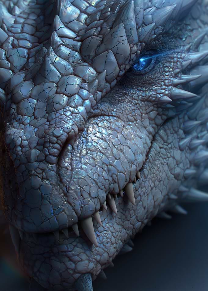 Close-up of a White Dragon's Face
