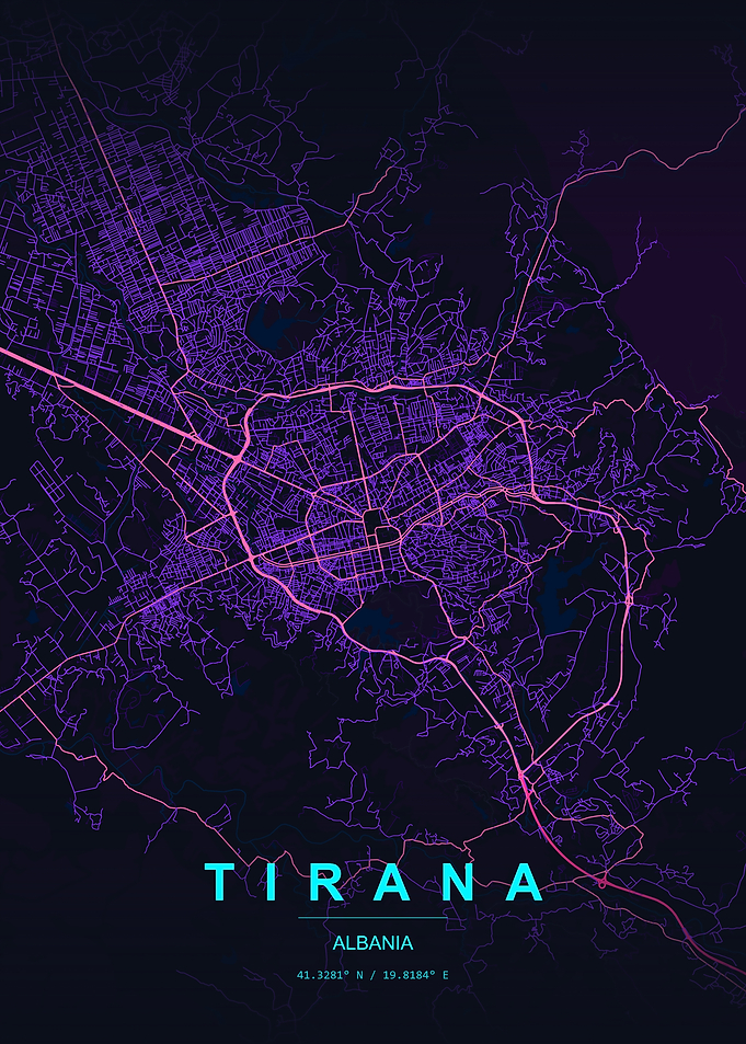 Tirana Albania Map Art