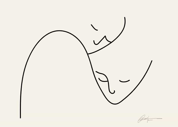 Minimalist Line Art of Two Faces