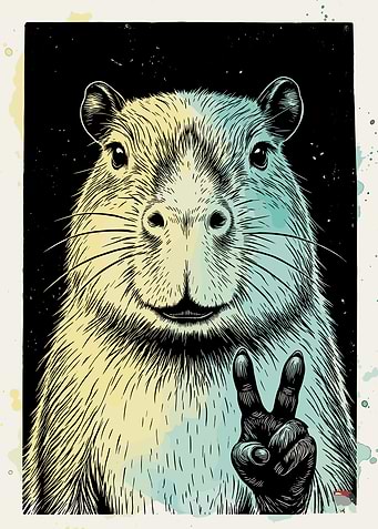 Capybara Making Peace Sign