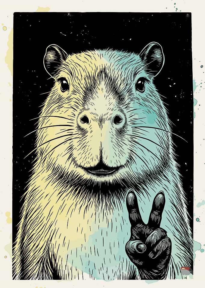 Capybara Making Peace Sign