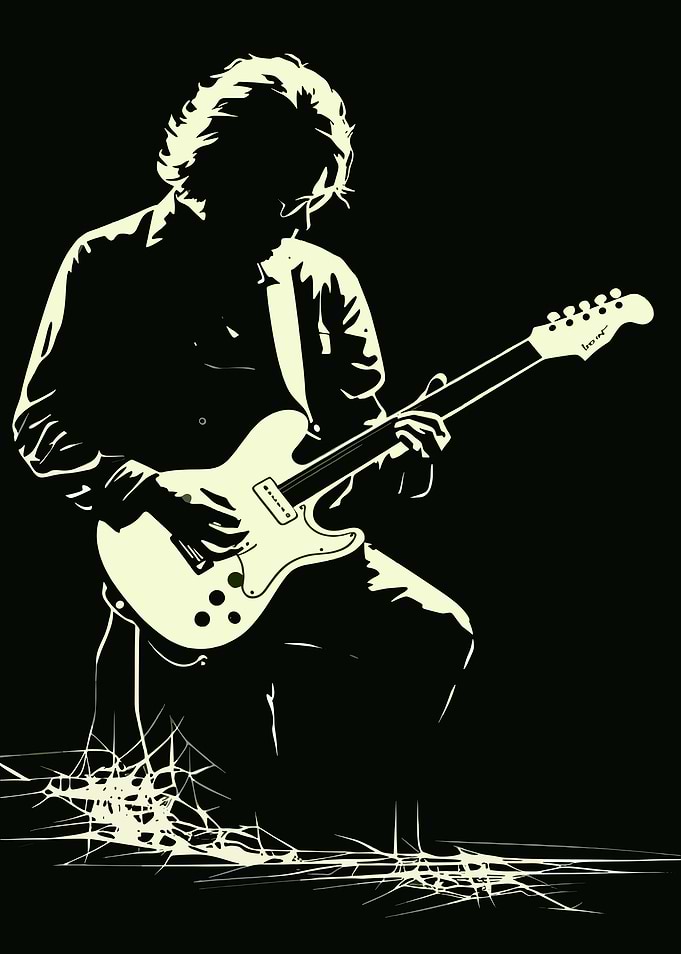 Guitarist Silhouette with Electric Guitar