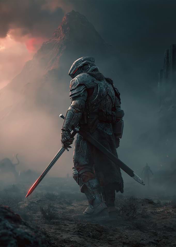 Fantasy Warrior with Bloody Sword