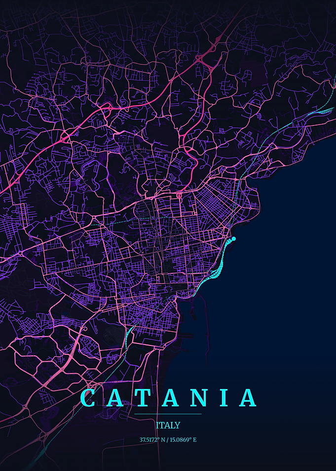 Catania Italy Map Art