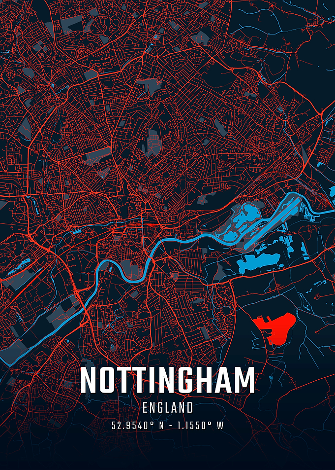 Nottingham England City Map