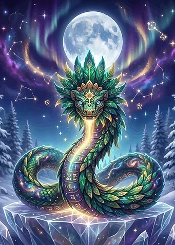 Mythical Serpent Under the Moon