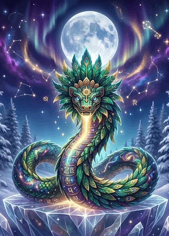 Mythical Serpent Under the Moon