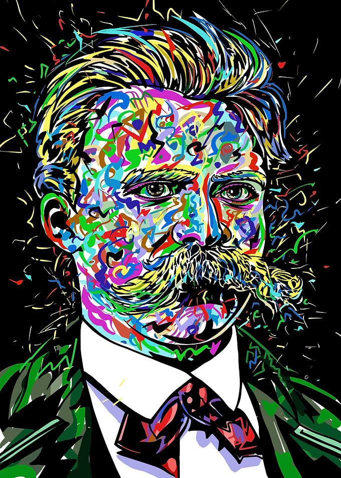 Colorful Portrait of a Man Nietzsche