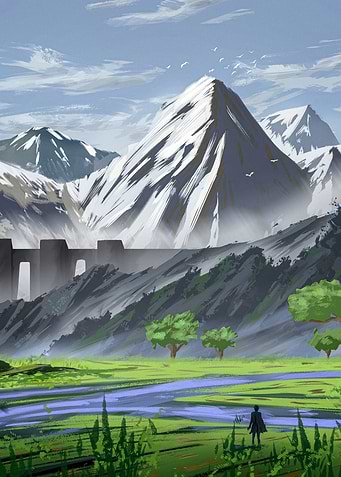 Fantasy Landscape with Mountains and River