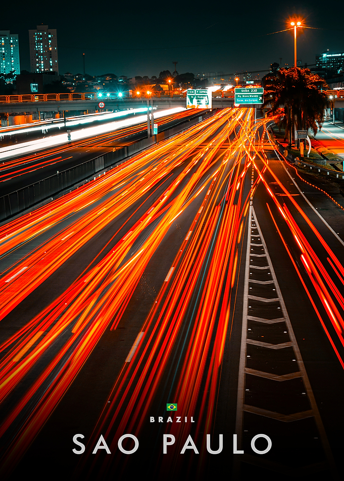 Sao Paulo Night Traffic Trails