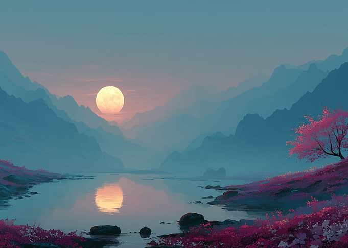 Serene Mountain Lake at Sunset