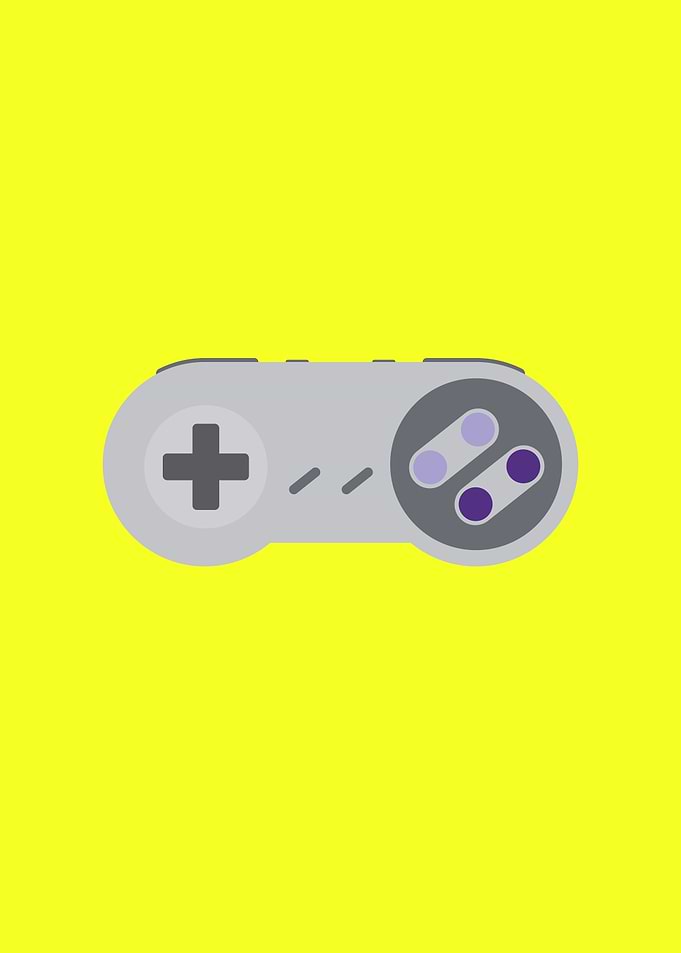 Retro Game Controller on Yellow Background
